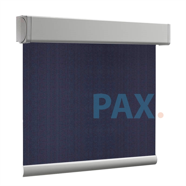 Afbeelding van Luxe rolgordijn cassette vierkant - Donker blauw verticaal gemeleerd Semi transparant