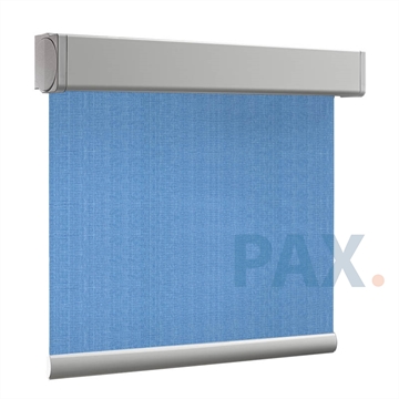Afbeeldingen van Luxe rolgordijn cassette vierkant - Licht blauw verticaal gemeleerd Semi transparant