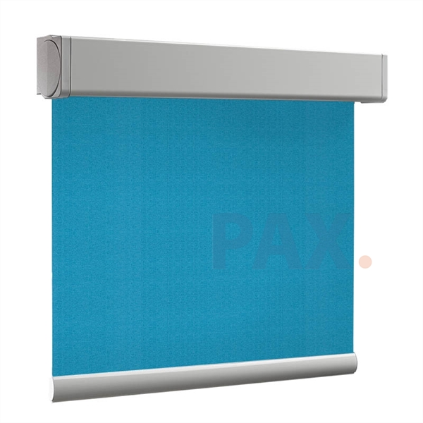 Afbeelding van Luxe rolgordijn cassette vierkant - Turqoise/Azuur blauw Semi transparant