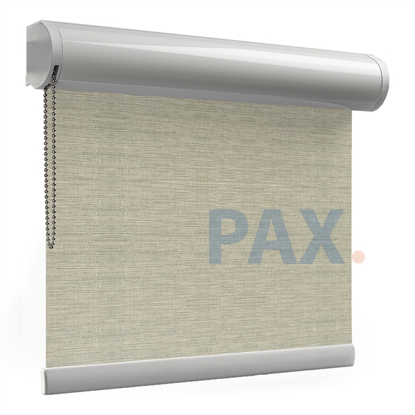 Afbeelding van Rolgordijn met luxe cassette rond - Linnenlook greige Semi transparant