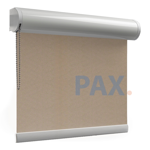 Afbeelding van Rolgordijn met luxe cassette rond - Beige donkergroen Semi transparant