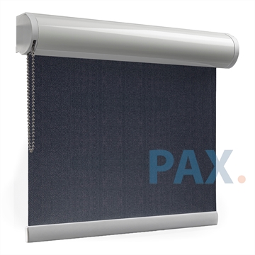 Afbeeldingen van Rolgordijn XL luxe cassette rond - Donker blauw asfalt Semi transparant
