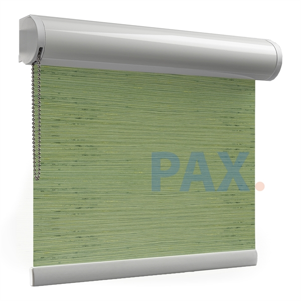 Afbeelding van Rolgordijn brede ramen Cassette rond - Glans groen gemeleerd Transparant