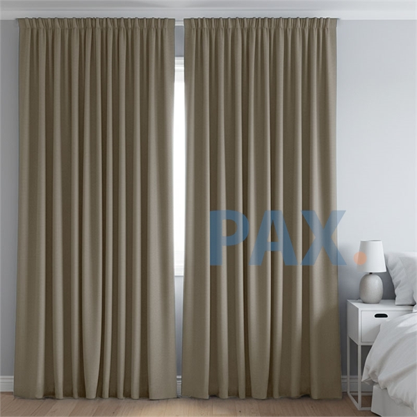 Afbeelding van Dim-out satijn look gordijnen op maat Uni kleur Bruin/Zand/Beige - Phoenix