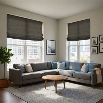 Vouwgordijn op maat Linnenlook donkerbruin