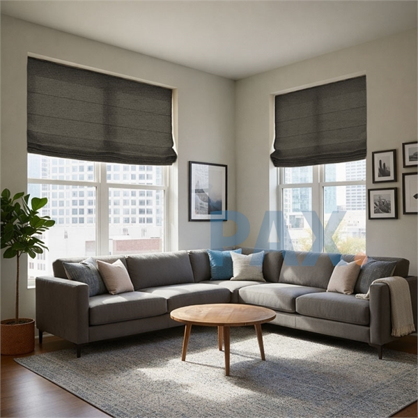 Vouwgordijn op maat Linnenlook donkerbruin