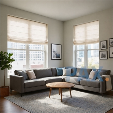 Vouwgordijn op maat Linnenlook Beige