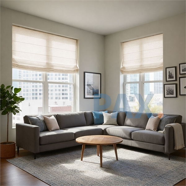 Vouwgordijn op maat Linnenlook Beige