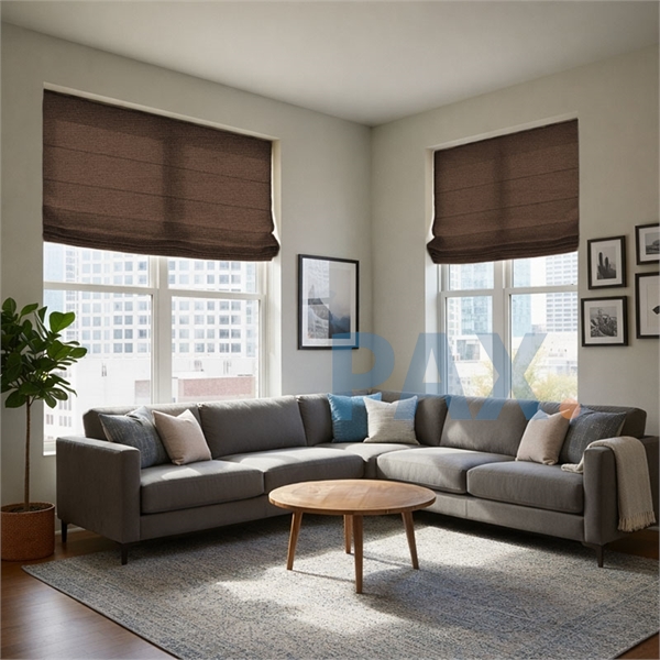 Linnen vouwgordijnen op maat gemaakt bruin