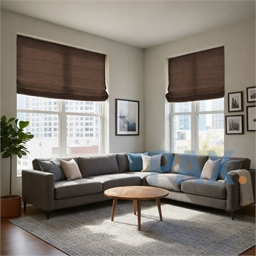 Vouwgordijn op maat Linnenlook Bruin