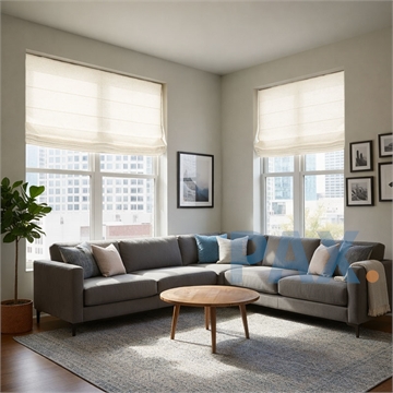 Vouwgordijn op maat Linnenlook Creme 