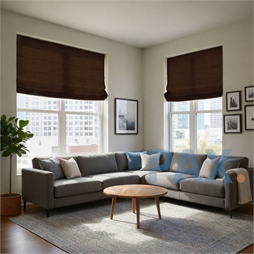 Vouwgordijn op maat Linnenlook Donker bruin - online bestellen