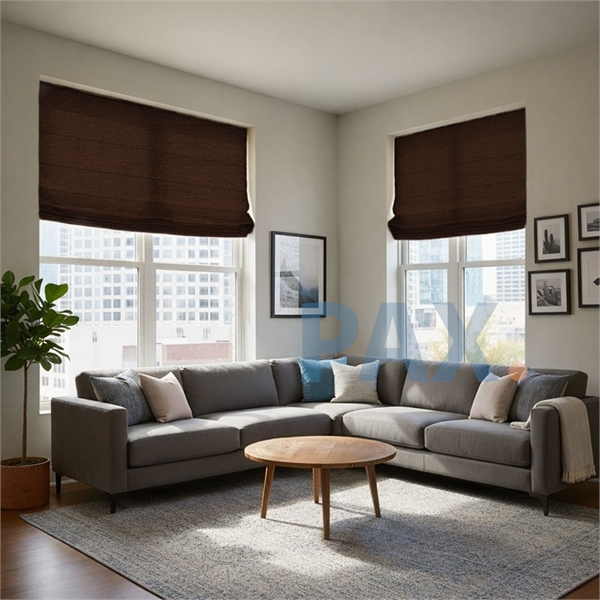 Vouwgordijn op maat Linnenlook Donker bruin - online bestellen