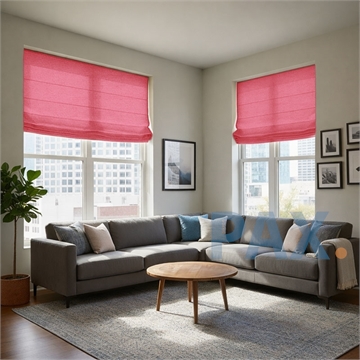 Vouwgordijn op maat Linnenlook Roze - Online bestellen 