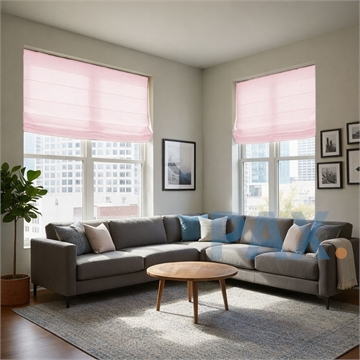 Vouwgordijn op maat Linnenlook Roze