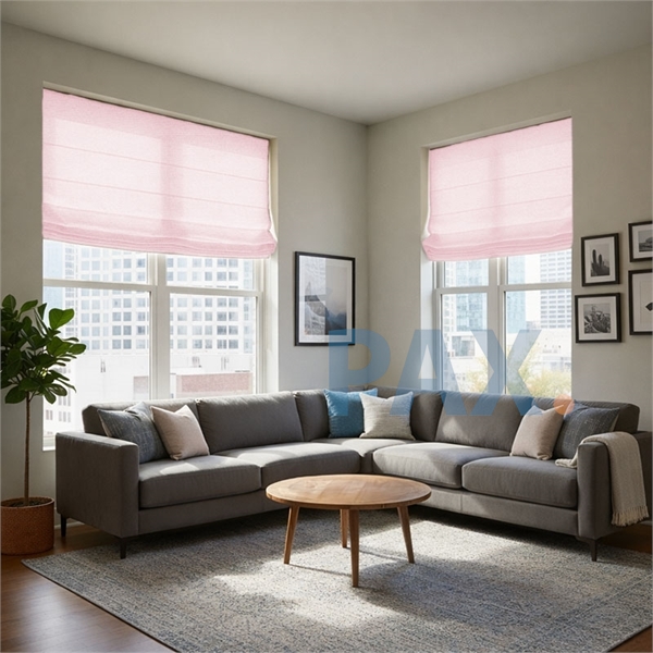 Vouwgordijn op maat Linnenlook Roze