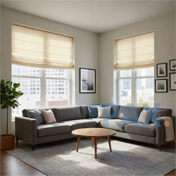 Vouwgordijn op maat Linnenlook Taupe - Thuis bezorgen