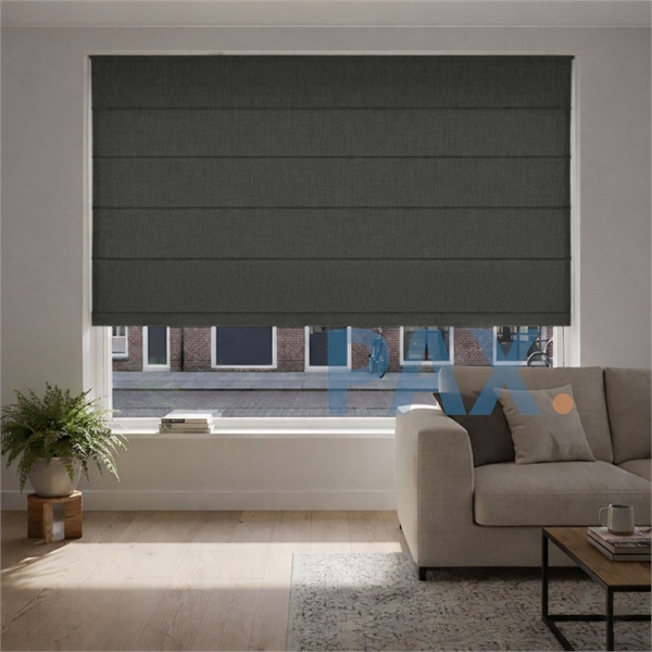 Vouwgordijn op maat verduisterend Texas Road - Gemeleerd donkergrijs